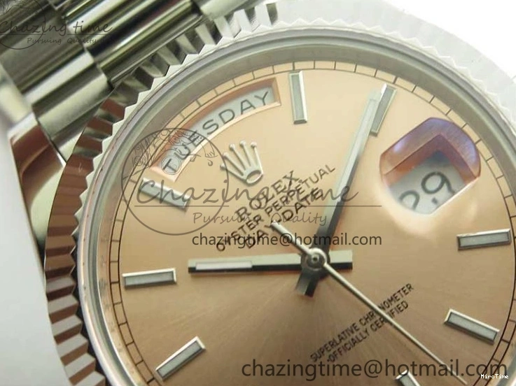 MiroTime 0111 Neat Day-Date 40mm 228239 BP New Dial Version 904 SS RG Stick Markers Dial on SS President Bracelet A 2819